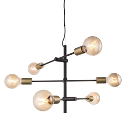 Φωτιστικό Οροφής Κρεμαστό Josefine 6 48933003 E27 6X28W 55x55cm Matt Black Nordlux