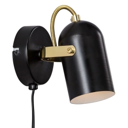 Φωτιστικό Τοίχου Lotus 50101003 16x14cm 1xE14 40W Black-Brass Nordlux Μέταλλο,Πλαστικό