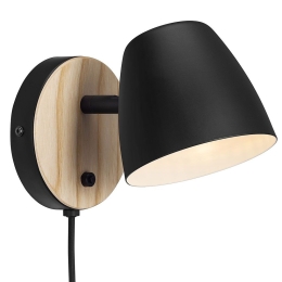 Φωτιστικό Τοίχου Theo 2112631003 20,7x13cm 1xGU10 35W Black-Natural Nordlux Μέταλλο,Ξύλο