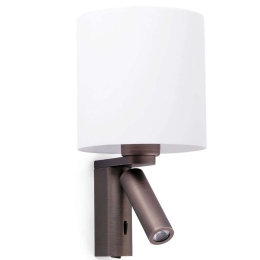 Φωτιστικό Τοίχου-Απλίκα Rob 68496 15x15,5x29,5cm 1xE27 15W/Led 160lm 3W Bronze-Opal Faro Barcelona