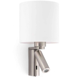 Φωτιστικό Τοίχου-Απλίκα Rob 68498 15x15,5x29,5cm 1xE27 15W/Led 160lm 3W Nickel-Opal Faro Barcelona