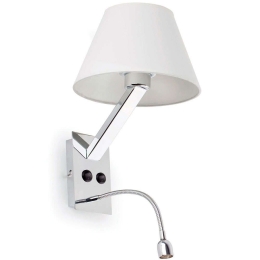 Φωτιστικό Τοίχου-Απλίκα Moma-2 68506 12x26x35cm 1xE27 15W/Led 80lm 1W Chrome-White Faro Barcelona