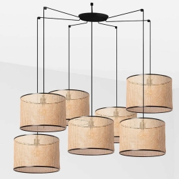 Φωτιστικό Οροφής Mambo 64314-49-7L Φ45x31,3cm 7xE27 15W Black-Natural Faro Barcelona