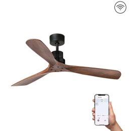 Ανεμιστήρας Οροφής Lantau 33370DCWP Smart Fan Με Τηλεχειριστήριο Φ132cm Black-Dark Walnut Faro Barcelona