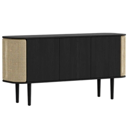 Μπουφές Treasures Venetian Cane 5107C5106-3 150x43x75cm Black Oak-Beige Umage Polyester,Ξύλο,Ατσάλ