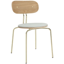 Καρέκλα Τραπεζαρίας Curious Brass 5916-1C719-03 44,5x48x77,5cm Oak-Light Grey Umage Ατσάλι,Polywood