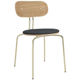Καρέκλα Τραπεζαρίας Curious Brass 5916-1C719-04 44,5x48x77,5cm Oak-Dark Grey Umage Ατσάλι,Polywood