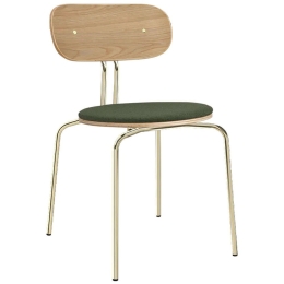Καρέκλα Τραπεζαρίας Curious Brass 5916-1C719-05 44,5x48x77,5cm Oak-Green Umage Ατσάλι,Polywood