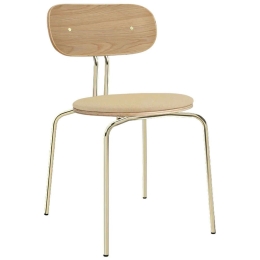 Καρέκλα Τραπεζαρίας Curious Brass 5916-1C719-11 44,5x48x77,5cm Oak-Cream Umage Ατσάλι,Polywood