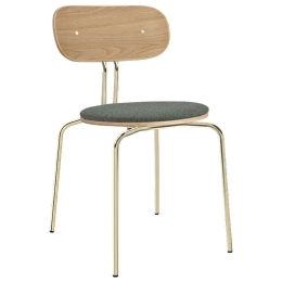Καρέκλα Τραπεζαρίας Curious Brass 5916-1C719-12 44,5x48x77,5cm Oak-Dark Green Umage Ατσάλι,Polywood