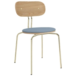 Καρέκλα Τραπεζαρίας Curious Brass 5916-1C719-14 44,5x48x77,5cm Oak-Light Blue Umage Ατσάλι,Polywood
