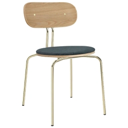 Καρέκλα Τραπεζαρίας Curious Brass 5916-1C719-17 44,5x48x77,5cm Oak-Grey Blue Umage Ατσάλι,Polywood