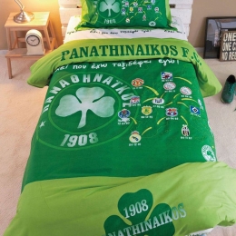Κουβερλί Παιδικό Σετ 2τμχ Panathinaikos FC-3 Green Palamaiki Ημίδιπλο 170x250cm 100% Βαμβάκι