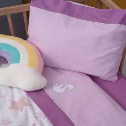Σεντόνια Βρεφικά Με Λάστιχο Baby Joia BJ525 (Σετ 3τμχ) Lilac Palamaiki Κούνιας 100% Βαμβάκι