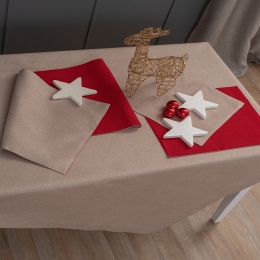 Τραπεζομάντηλο Χριστουγεννιάτικο CD01 Beige Palamaiki 140 Χ 180