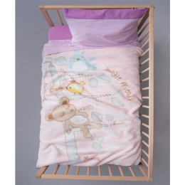 Κουβέρτα Βρεφική Βελουτέ BV722 Pink Palamaiki Κούνιας 110x140cm Πολυέστερ