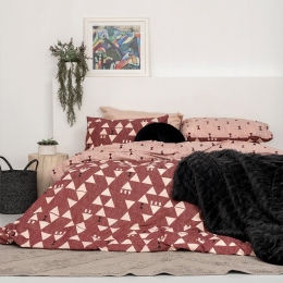 Σεντόνια FL6174 (Σετ 4τμχ) Bordo Palamaiki Υπέρδιπλο 240x260cm 100% Βαμβάκι
