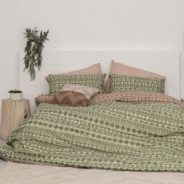 Σεντόνια FL6177 Με Λάστιχο (Σετ 4τμχ) Green-Beige Palamaiki Υπέρδιπλο 170x230cm 100% Βαμβάκι