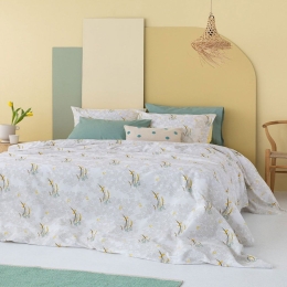 Σεντόνια FL6198 (Σετ 4τμχ) Grey-Yellow Palamaiki Υπέρδιπλο 240x260cm 100% Βαμβάκι