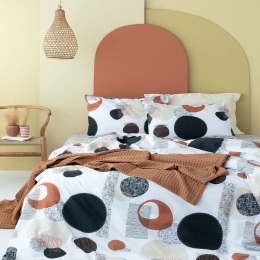 Σεντόνια FL6202 (Σετ 3τμχ) Terra-Black Palamaiki Ημίδιπλο 170x260cm 100% Βαμβάκι
