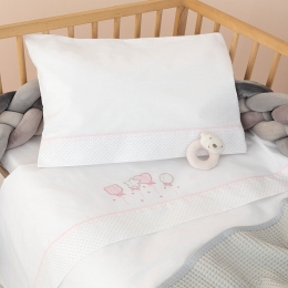 Σεντόνια Βρεφικά Baby Joia BJ533 Με Λάστιχο (Σετ 3τμχ) Pink Palamaiki Κούνιας 70x140cm 100% Βαμβάκι