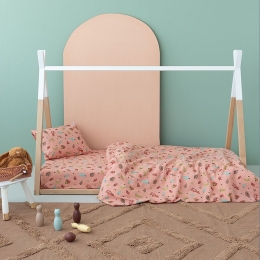 Σεντόνια Παιδικά Φανελένια Floufi FF100 (Σετ 3τμχ) Pink Palamaiki Ημίδιπλο 170x265cm 100% Βαμβακερή Φανέλα