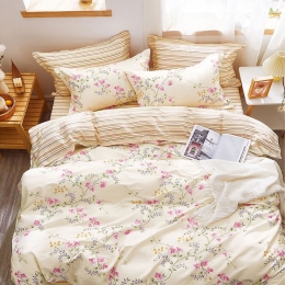 Σεντόνια Satin Days SD325 (Σετ 4τμχ) Ecru-Pink Palamaiki Υπέρδιπλο 230x260cm 100% Βαμβακοσατέν