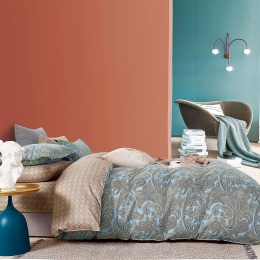 Σεντόνια Satin Days SD326 (Σετ 4τμχ) Grey-Blue Palamaiki Υπέρδιπλο 230x260cm 100% Βαμβακοσατέν