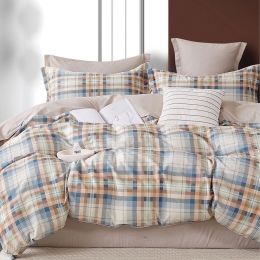 Σεντόνια Satin Days SD327 (Σετ 4τμχ) Ecru-Blue Palamaiki Υπέρδιπλο 230x260cm 100% Βαμβακοσατέν