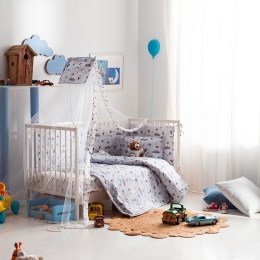 Σεντόνια Βρεφικά Woodland Σετ 3τμχ Blue-Brown Vesta Home Κούνιας 120x165cm 100% Βαμβάκι