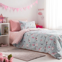 Σεντόνια Παιδικά Unicorn Σετ 3τμχ Μονά Pink Vesta Home Μονό 100% Βαμβάκι