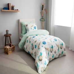 Σεντόνια Παιδικά Space (Σετ 3τμχ) White-Blue Vesta Home Μονό 100% Βαμβάκι