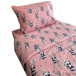 Παπλωματοθήκη Παιδική Panda (Σετ 2τμχ) Pink Astron Μονό 165x250cm 100% Βαμβάκι