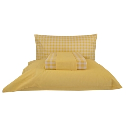 Σεντόνια Carla (Σετ 3τμχ) Yellow Astron Μονό 175x260cm 100% Βαμβάκι