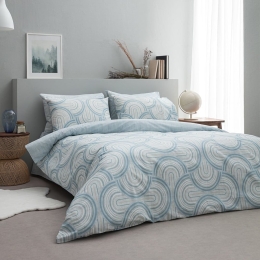 Παπλωματοθήκη Motif-2 (Σετ 3τμχ) Blue Vesta Home Υπέρδιπλο 230x240cm 100% Βαμβάκι