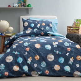 Σεντόνια Παιδικά Planet (Σετ 3τμχ) Blue Vesta Home Μονό 170x260cm 100% Βαμβάκι