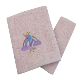 Πετσέτες Παιδικές Dreamy Unicorn (Σετ 2τμχ) Pink Astron Σετ Πετσέτες 65x135cm 100% Βαμβάκι