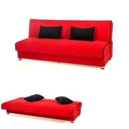 Καναπές Κρεβάτι 3Θέσιος New Leon 190x85x83cm Φ7 Κόκκινος Με Μαύρη Ρίγα 52/53 828-25-344 Ύφασμα