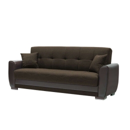 Καναπές 3Θέσιος Vera 222x89x84cm Brown 828-82-060 Τεχνόδερμα,Ύφασμα