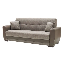Καναπές 3Θέσιος Vera 222x89x84cm Beige 828-82-053 Τεχνόδερμα,Ύφασμα