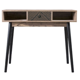 Κονσόλα Home 90x35x75cm Black Grey Oak 271-00-025 Μελαμίνη,Μέταλλο