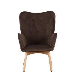 Πολυθρόνα 8009 67x72x97cm Brown 380-92-002 Βελούδο, Ξύλο