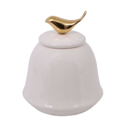Βάζο Κεραμικό 0025-82-046 1334-L White-Gold Κεραμικό