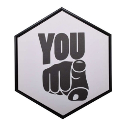 Καδράκι Πολύγωνο 373-92-062 You 40x40 Black-White Τετράγωνοι Καμβάς