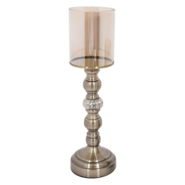 Κηροπήγιο 373-92-255 39cm Η27 Bronze Μέταλλο,Γυαλί