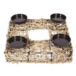 Κηροπήγιο 373-91-765 4 Θέσεων 25x25cm Black-Natural Ψάθα