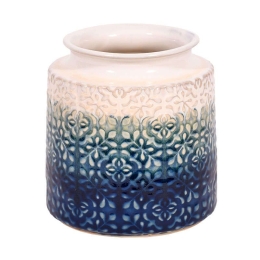 Βάζο Διακοσμητικό 17cm White-Blue 1-0033-91-005 Etiquette Κεραμικό