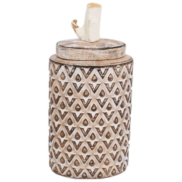 Βάζο Διακοσμητικό Με Καπάκι 19077 15.5x10.5x26.5cm Beige-Brown 1-0040-00-004 Etiquette Κεραμικό