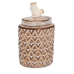 Βάζο Διακοσμητικό Με Καπάκι 19077 16x10.5x22.5cm Beige-Brown 1-0040-00-003 Etiquette Κεραμικό