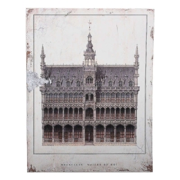 Πίνακας "Bruxelles Maison Du Roi" 40x2.7x30cm Beige-Brown 1-159-92-006 Etiquette Κάθετοι Ξύλο